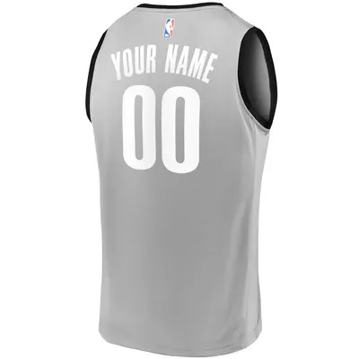 Brooklyn Nets Grey Custom Swingman Jersey - Statement Edition