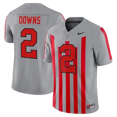 Caleb Downs Ohio State Buckeyes Grey Throwback Limited Jersey Stitched