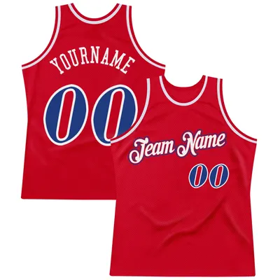 Custom Red Royal-White Throwback Basketball Jersey - Script Lettering