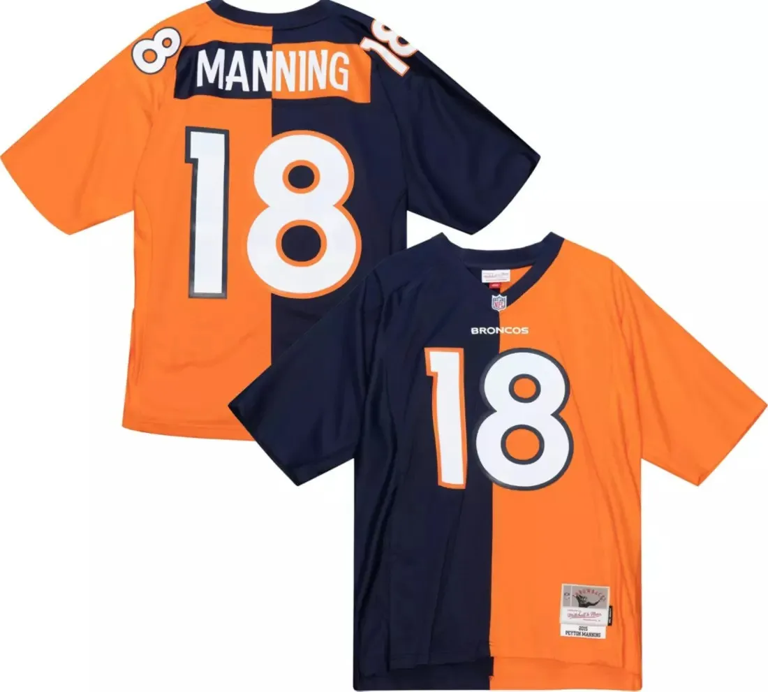 Denver Broncos Peyton Manning Split Throwback Jersey Stitched