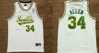 Thunder #34 Ray Allen White Throwback Jersey